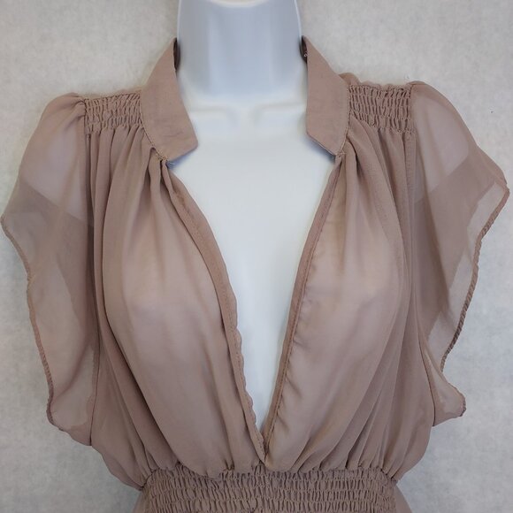 Mirumi Sheer Blouse Women's M/L Deep V-Neck Babydoll Feminine Coquette Ethereal - Picture 2 of 15